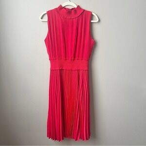 Nanette Nanette Lepore Dress Women's 6 Red Pleated Smocking Ruffles Feminine